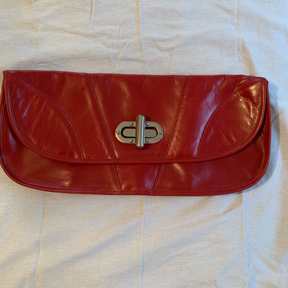 Nine West red leather clutch